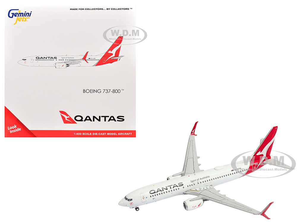 Boeing 737-800 Commercial Aircraft "Qantas Airways" (VH-VZW) White with Red Tail 1/400 Diecast Model Airplane by GeminiJets diecast model