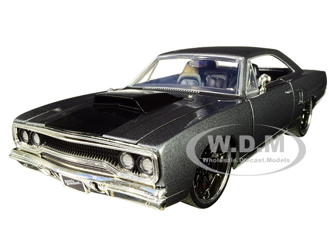 Dom's Plymouth Road Runner Gray Metallic with Black Hood Stripe "Fast & Furious" Movie 1/24 Diecast Model Car by Jada diecast model