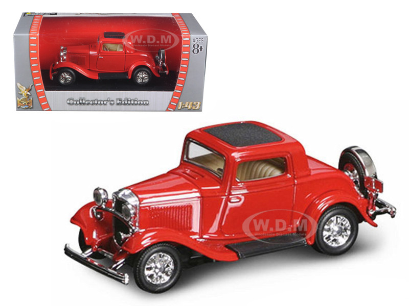 1932 Ford 3-Window Coupe Red 1/43 Diecast Model Car by Road Signature diecast model