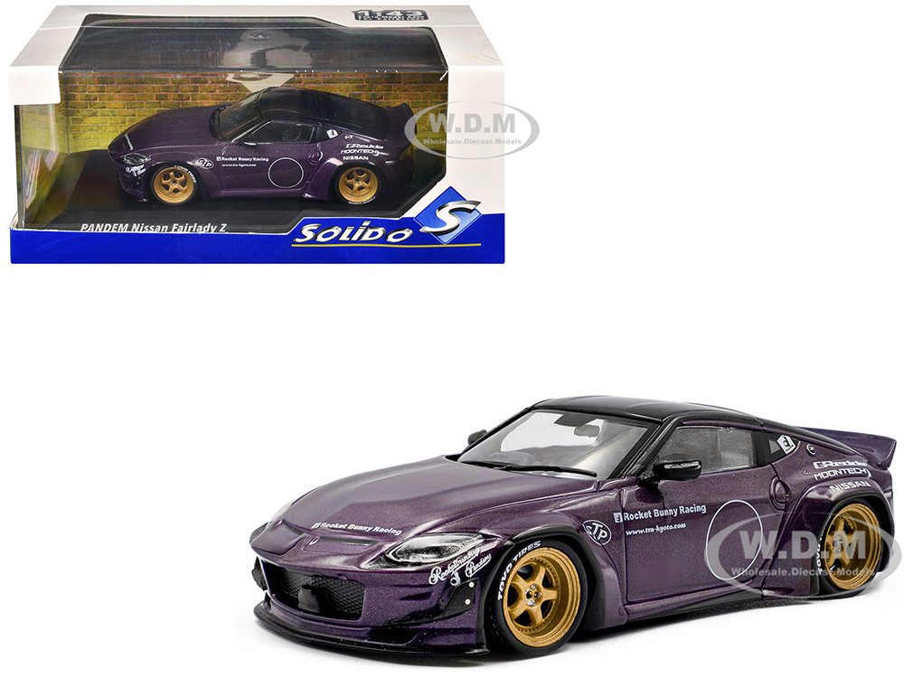 2022 Nissan Pandem Fairlady Z RHD (Right Hand Drive) Purple Metallic with Black Top 1/43 Diecast Model Car by Solido diecast model