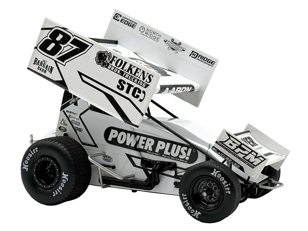 Winged Sprint Car #87 Aaron Reutzel "Power Plus" White (2026) 1/18 Diecast Model Car by ACME diecast model