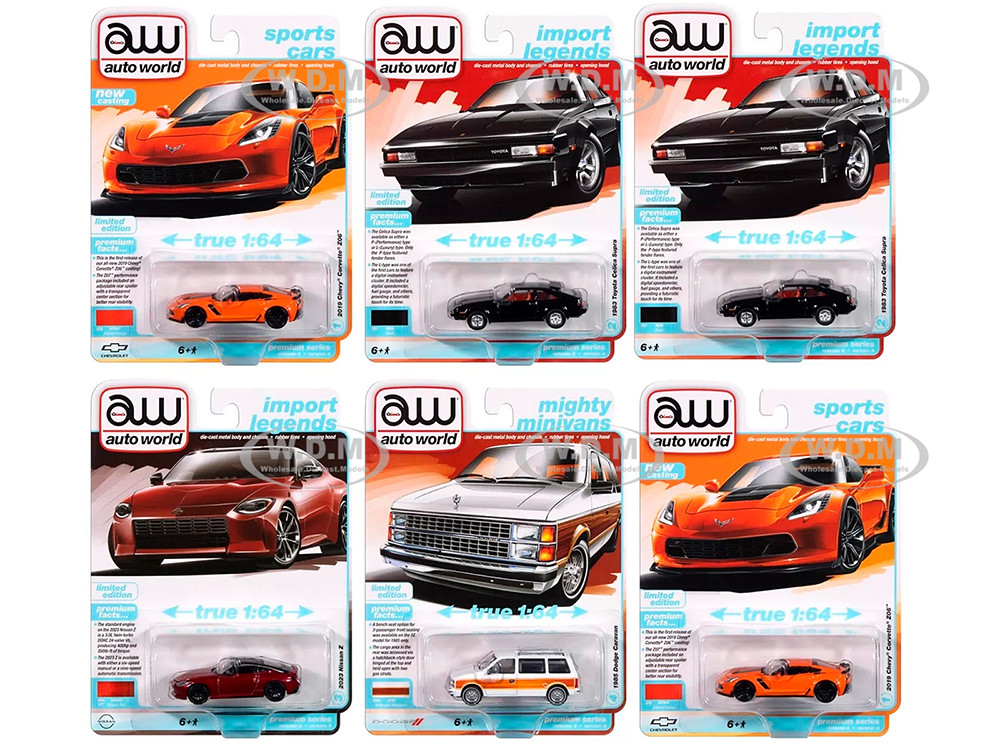 Auto World Premium 2024 Set A of 6 pieces Release 2 1/64 Diecast Model Cars by Auto World diecast model