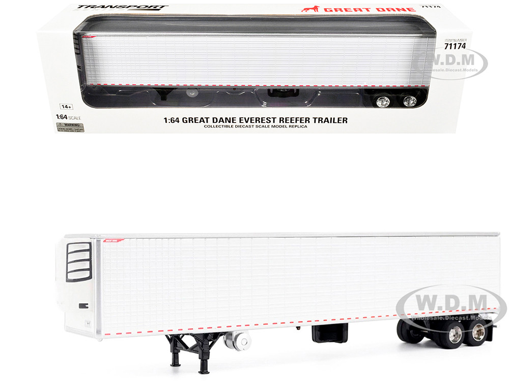 Great Dane Everest 53ft Refridgerated Trailer White "Transport Series" 1/64 Diecast Model by Diecast Masters diecast model