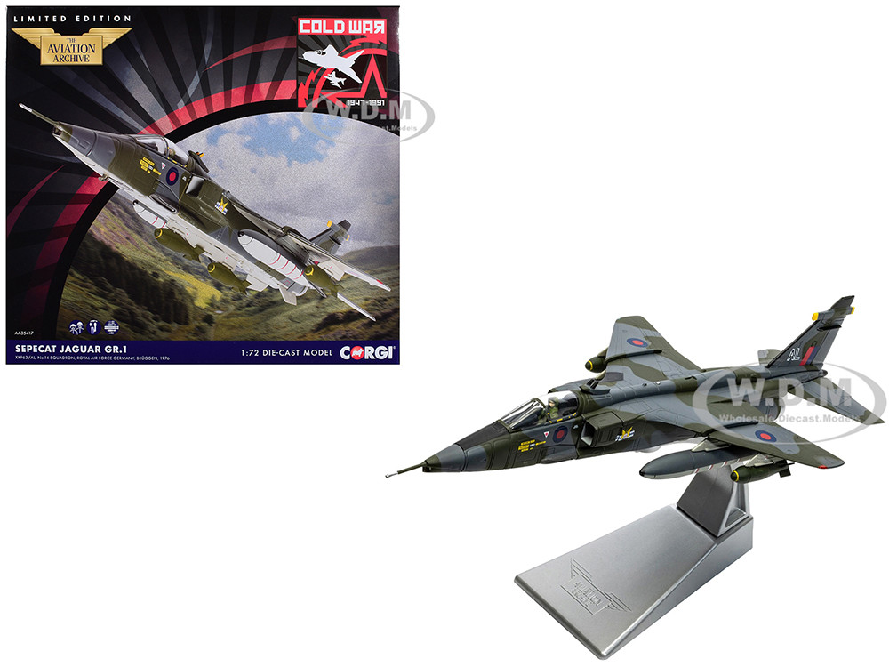 SEPECAT Jaguar GR.1 Aircraft "XX963/AL, No.14 Squadron, RAF Germany, Bruggen" (1976) Royal Air Force "The Aviation Archive" Series 1/72 Diecast Model by Corgi diecast model