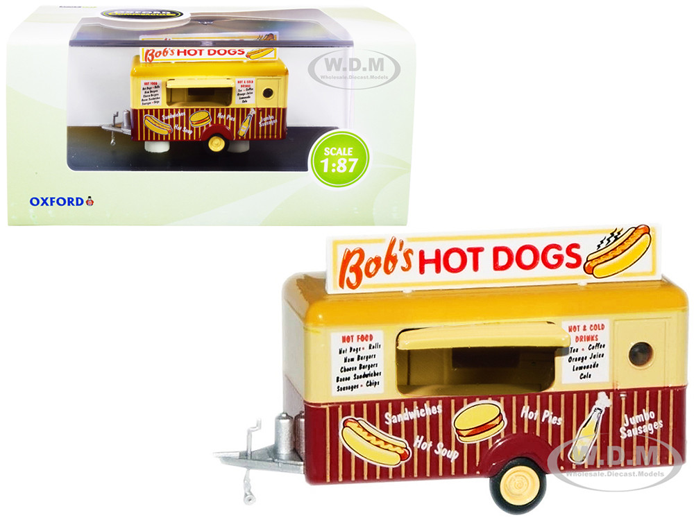 "Bob's Hot Dogs" Mobile Food Trailer 1/87 (HO) Scale Diecast Model by Oxford Diecast diecast model