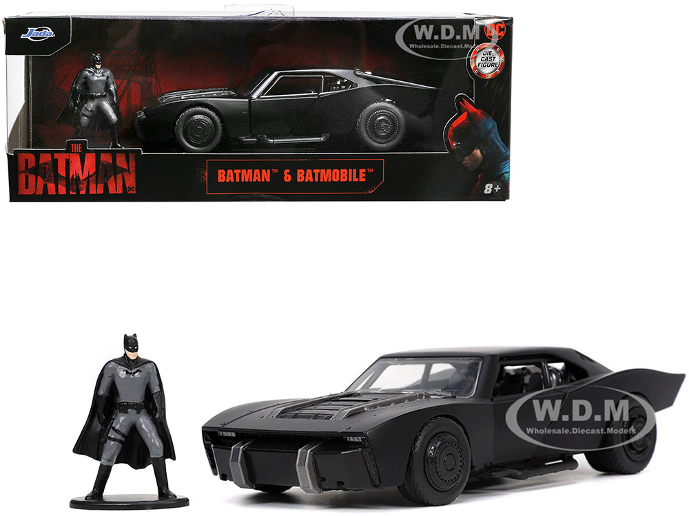 Batmobile Matt Black with Batman Diecast Figurine "The Batman" (2022) Movie "DC Comics" 1/32 Diecast Model Car by Jada diecast model