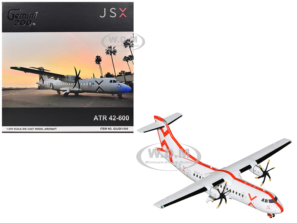 ATR 42-600 Commercial Aircraft "JSX" (N400JX) White with Red Stripes "Gemini 200" Series 1/200 Diecast Model Airplane by GeminiJets diecast model