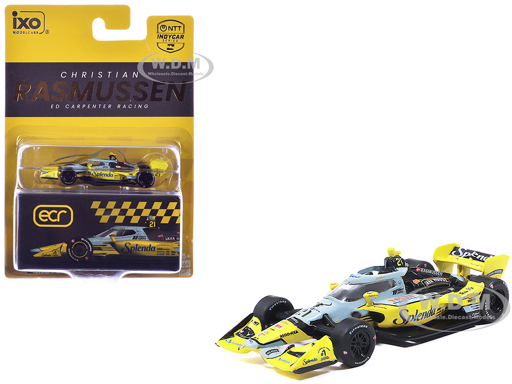 Dallara IndyCar #21 Christian Rasmussen "Splenda" Ed Carpenter Racing (Road Course Configuration) "NTT IndyCar Series" (2026) 1/64 Diecast Model Car by IXO Models diecast model