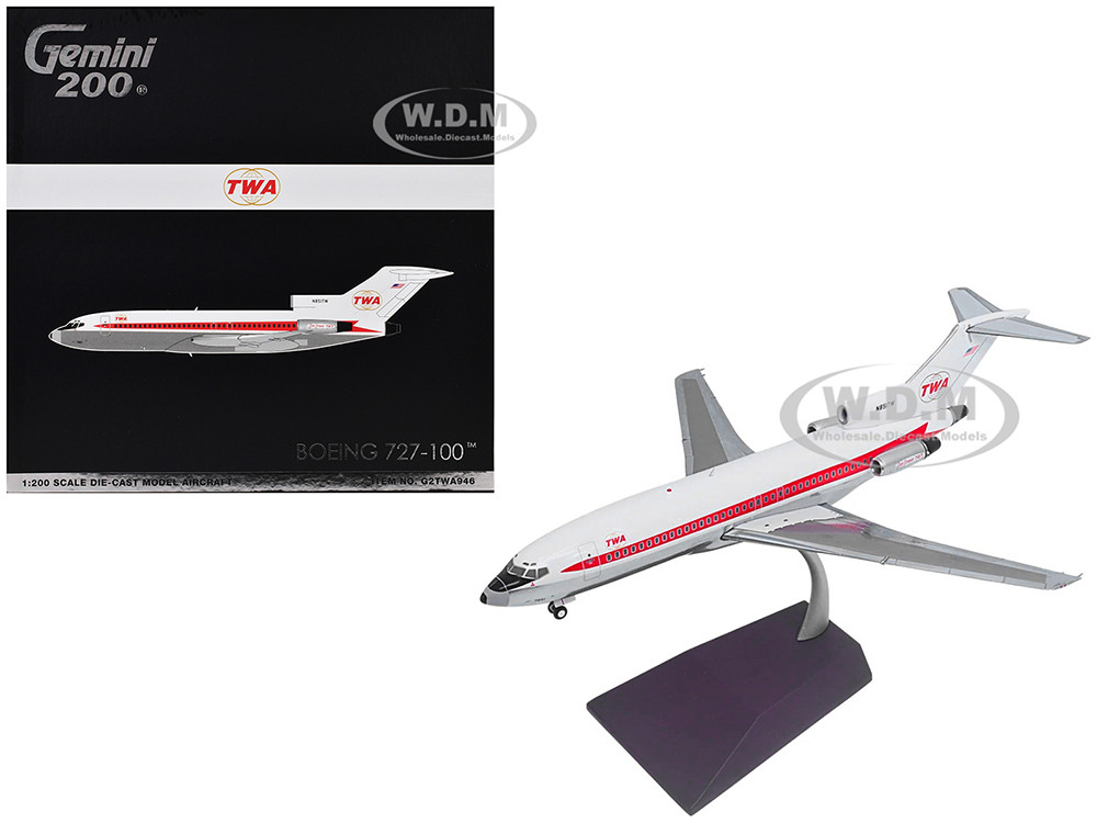 Boeing 727-100 Commercial Aircraft "Trans World Airlines (TWA)" (N851TW) White with Red Stripes "Gemini 200" Series 1/200 Diecast Model Airplane by GeminiJets diecast model