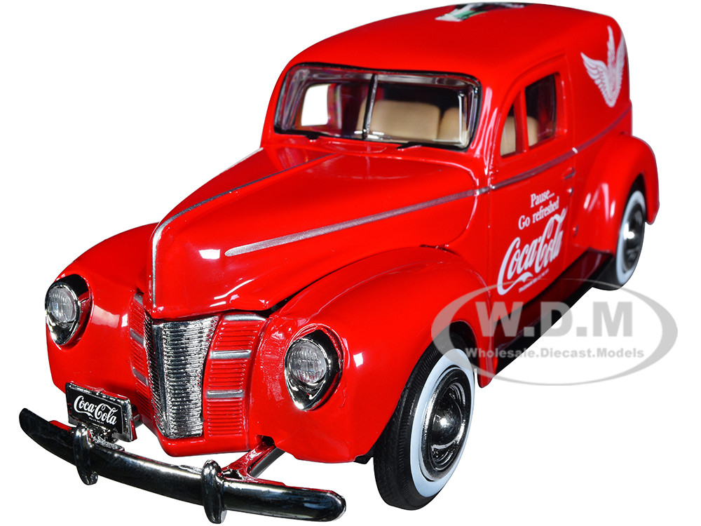 1940 Ford Sedan Cargo Van Red "Pause... Go Refreshed Coca-Cola" with Vending Machine Accessory 1/24 Diecast Model Car by Motor City Classics diecast model