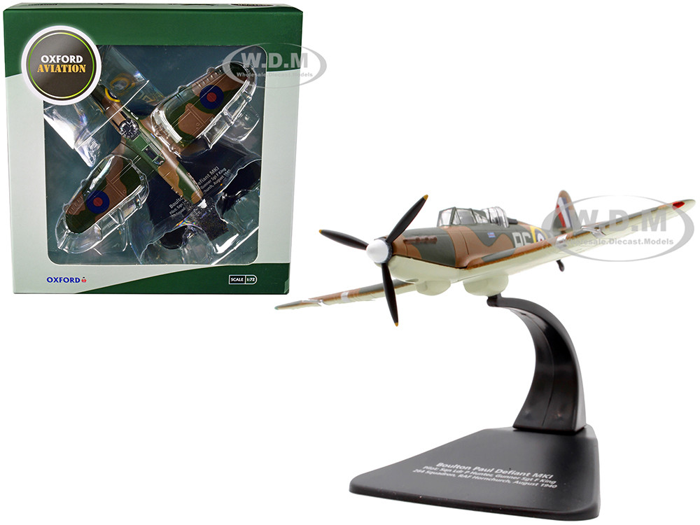 Boulton Paul Defiant MK I Fighter Plane Pilot: Sqn Ldr P Hunter, Gunner Sgt F King 264 Squadron, RAF Hornchurch (August 1940) "Oxford Aviation" Series 1/72 Diecast Model Airplane by Oxford Diecast diecast model