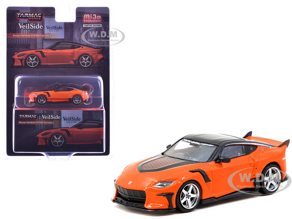 Nissan VeilSide FFZ400 Fairlady Z RHD (Right Hand Drive) Orange with Black Top "Global64" Series 1/64 Diecast Model by Tarmac Works diecast model