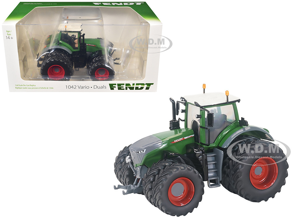 Fendt 1042 Vario Tractor with Front and Rear Dual Wheels Green with White Top 1/64 Diecast Model by SpecCast diecast model