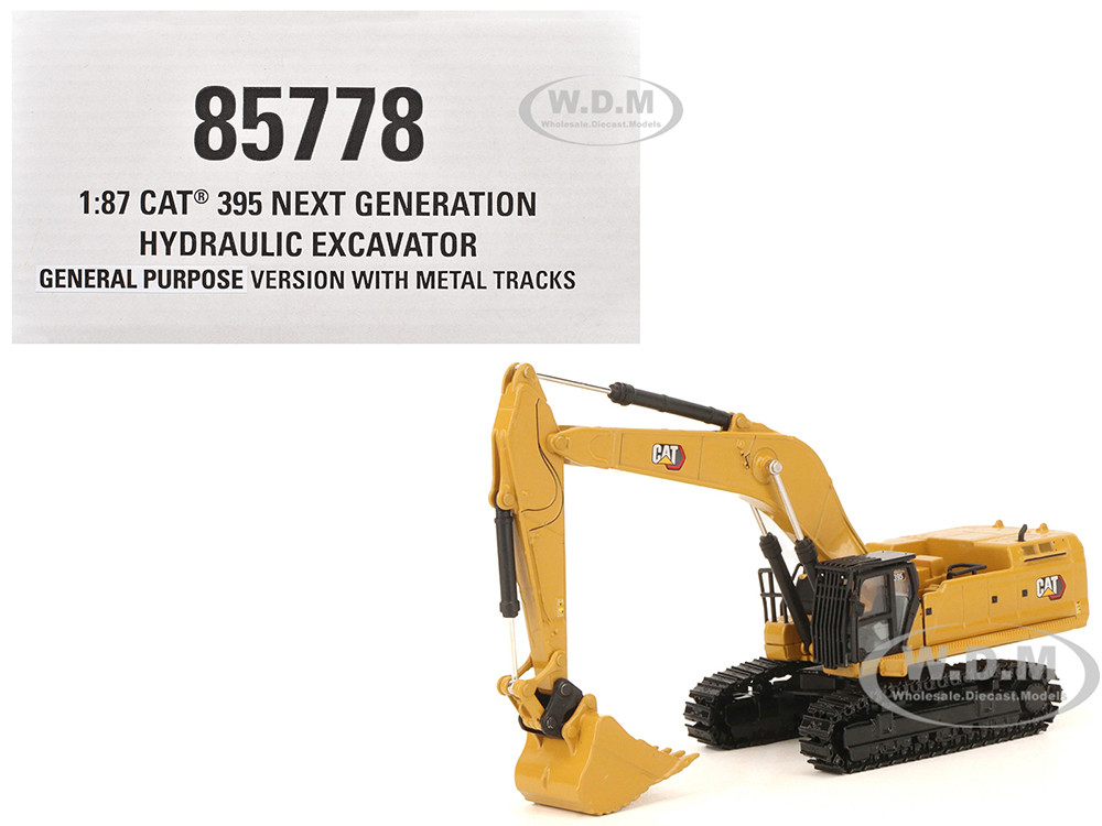 CAT Caterpillar 395 Next-Generation Hydraulic Excavator (Mass Excavator Version) Yellow with Additional Tools "High Line Series" 1/87 (HO) Diecast Model by Diecast Masters diecast model