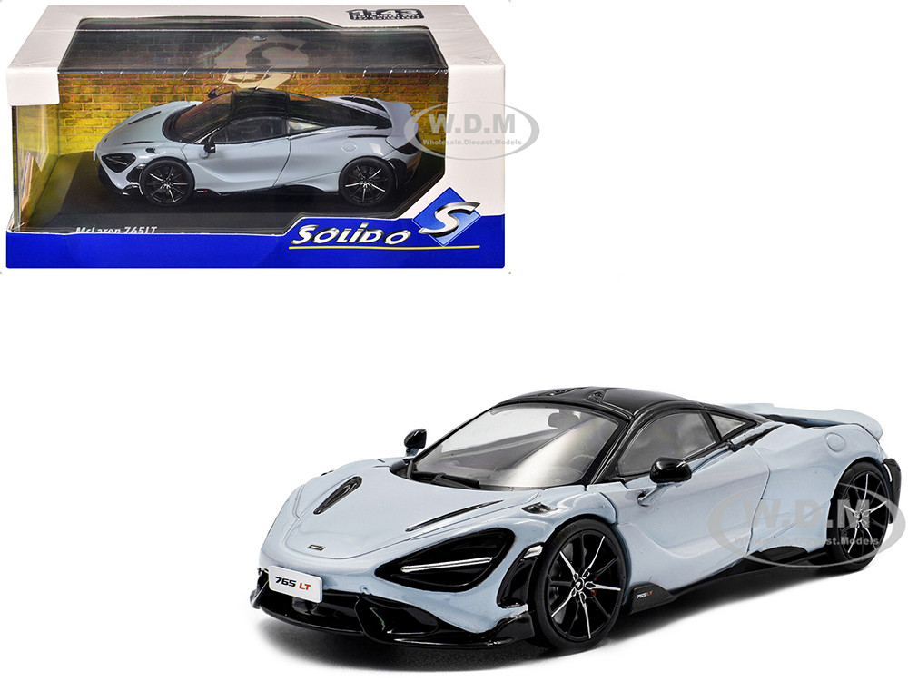 2020 McLaren 765LT Ceramic Gray with Black Top 1/43 Diecast Model Car by Solido diecast model