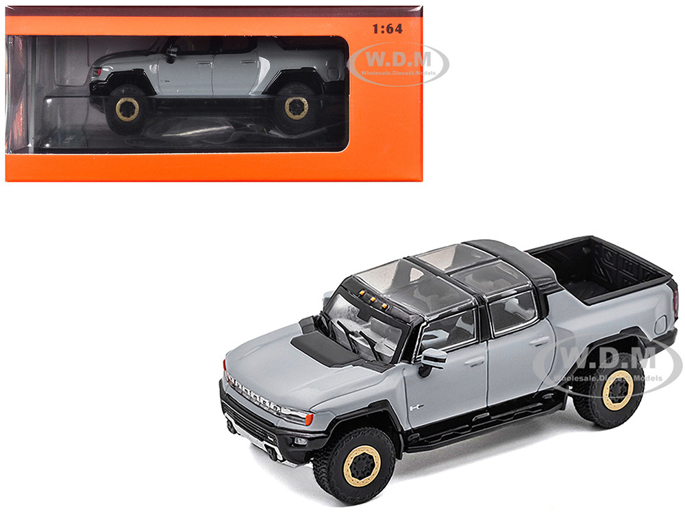 2022 GMC Hummer EV Pickup Truck Gray 1/64 Diecast Model Car by GCD diecast model