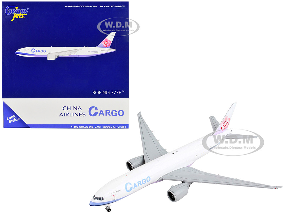 Boeing 777F Commercial Aircraft "China Airlines Cargo" White with Purple Stripes and Tail 1/400 Diecast Model Airplane by GeminiJets diecast model