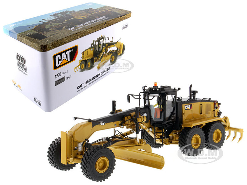 CAT Caterpillar 16M3 Motor Grader with Operator "High Line Series" 1/50 Diecast Model by Diecast Masters diecast model