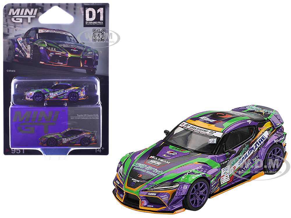 Toyota GR Supra KUHL RHD (Right Hand Drive) #91 Shingo Hatanaka "Evangelion Racing" "D1 Grand Prix" (2021) Limited Edition 1/64 Diecast Model Car by Mini GT diecast model