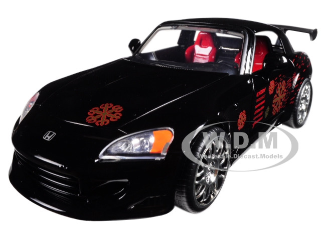 Johnny's 2001 Honda S2000 Black with Graphics "Fast & Furious" Movie 1/24 Diecast Model Car by Jada diecast model
