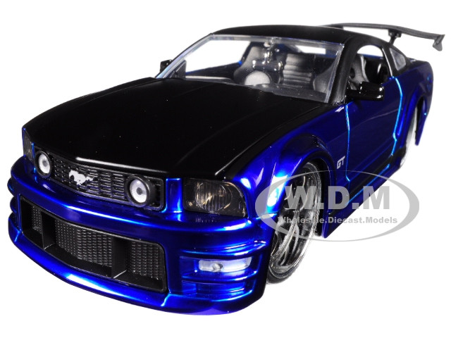 2006 Ford Mustang GT Blue with Black Top 1/24 Diecast Model Car by Jada diecast model
