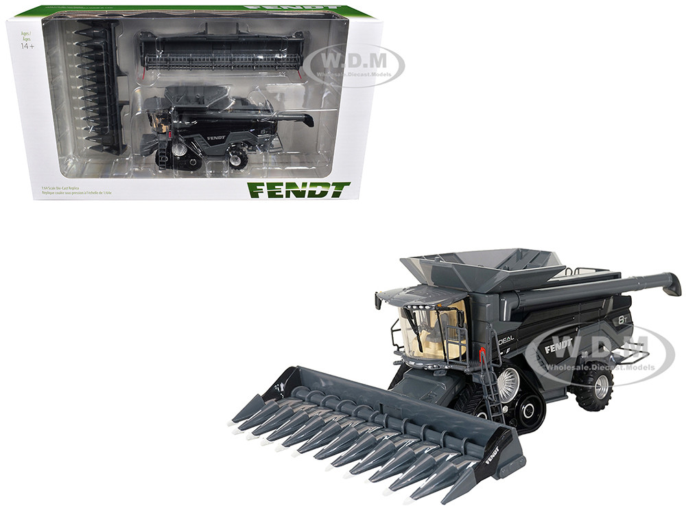 Fendt Ideal 8T Combine with Grain Head and 12 Row Corn Head Half-Track Gray 1/64 Diecast Model by SpecCast diecast model