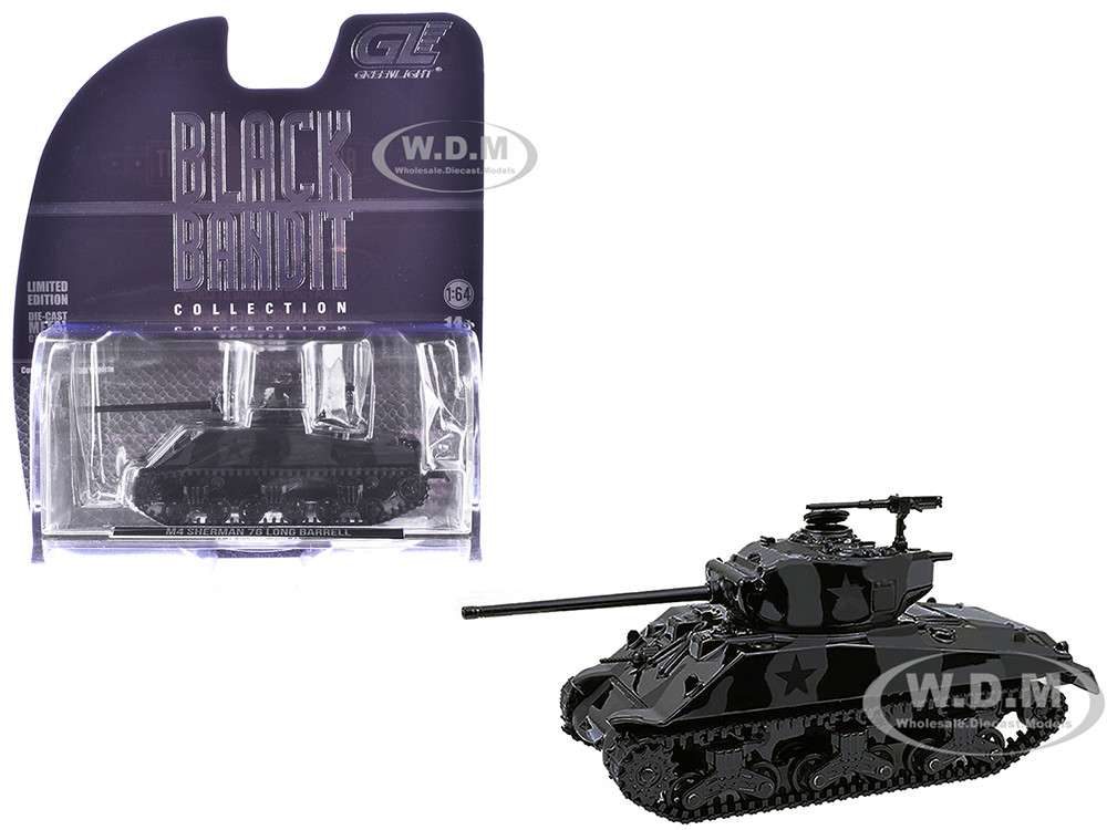 M4 Sherman 76 Long Barrell Tank Black Camouflage "Black Bandit" Series 30 1/64 Diecast Model Car by Greenlight diecast model