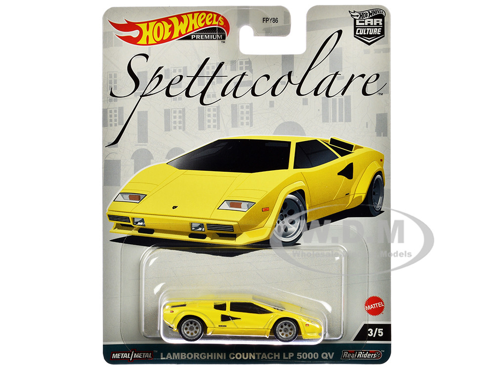 Lamborghini Countach LP 5000 QV Yellow "Spettacolare" Series Diecast Model Car by Hot Wheels diecast model