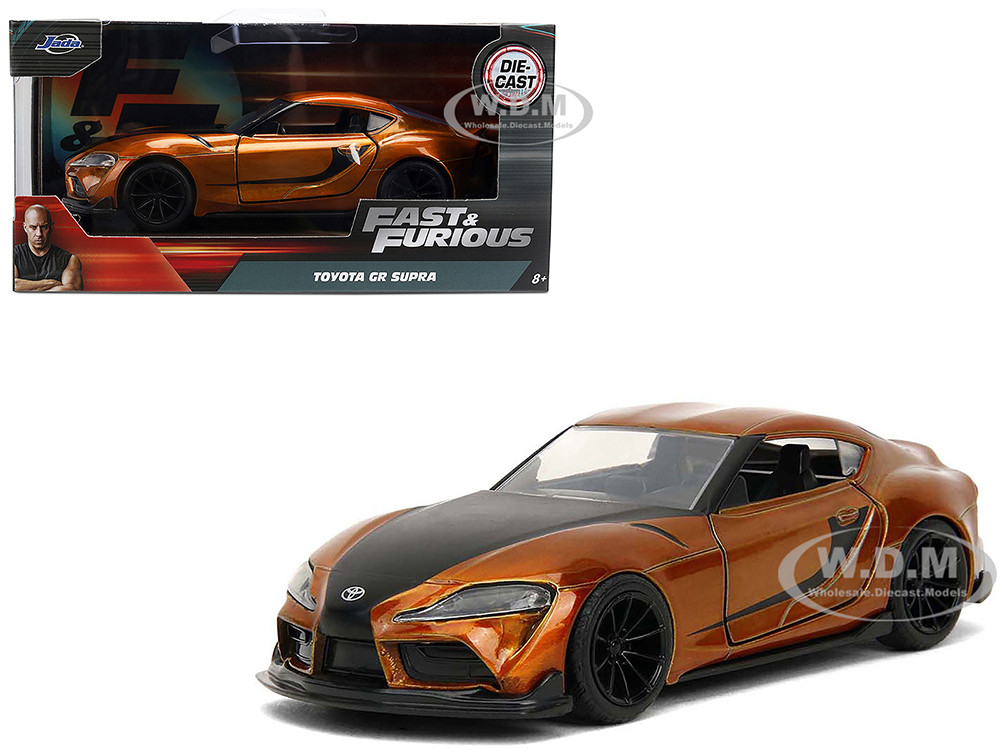 2020 Toyota Supra Orange Metallic with Black Stripes "F9" (2021) Movie "Fast & Furious" Series 1/32 Diecast Model Car by Jada diecast model