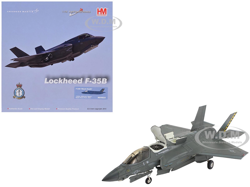 Lockheed Martin F-35B Lightning II Aircraft "Black Death, VMFA-542, MCAS Cherry Point" (2023) United States Marine Corps "Air Power Series" 1/72 Diecast Model by Hobby Master diecast model