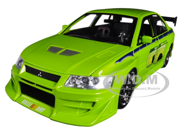Brian's Mitsubishi Lancer Evolution VII Green with Graphics "Fast & Furious" Movie 1/24 Diecast Model Car by Jada diecast model