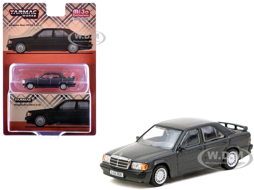 Mercedes-Benz 190 E 2.3-16 Blue-Black Metallic "Global64" Series 1/64 Diecast Model by Tarmac Works diecast model