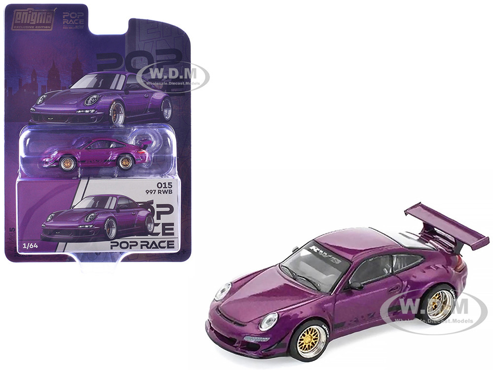 RWB 997 Purple Metallic with Black Stripes 1/64 Diecast Model Car by Pop Race diecast model