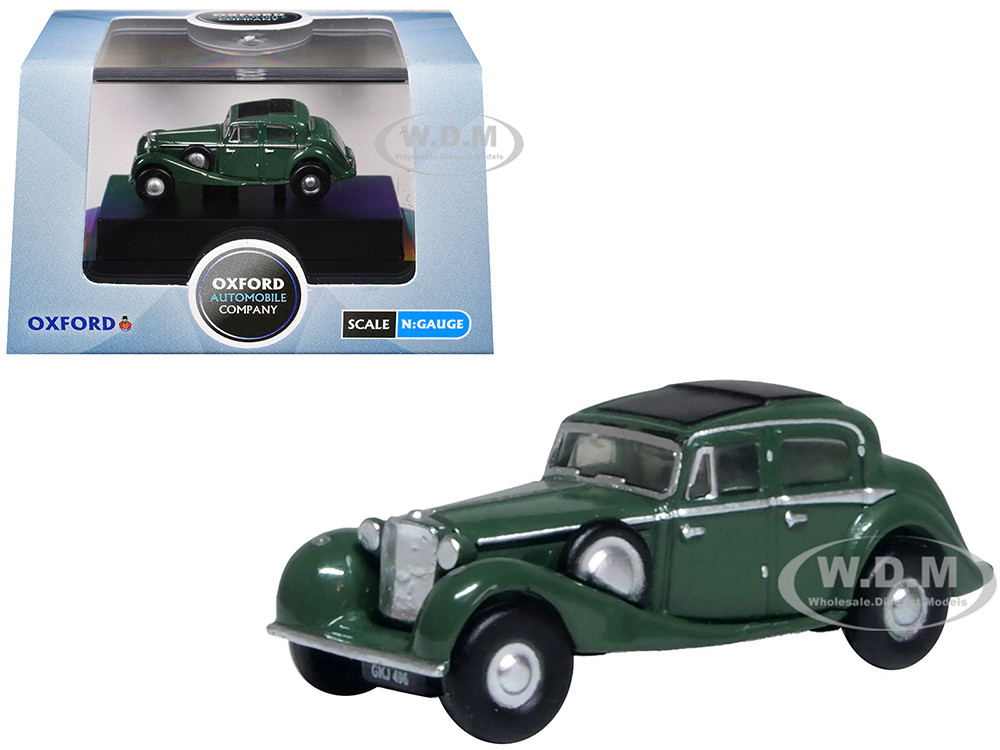 Jaguar SS RHD (Right Hand Drive) Suede Green with Black Top 1/148 (N) Scale Diecast Model Car by Oxford Diecast diecast model