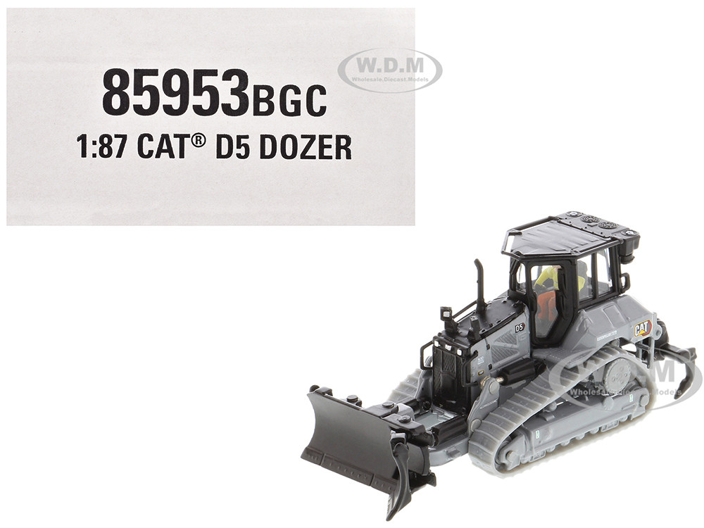 CAT Caterpillar D5 Track-Type Dozer "Centennial" Gray with Operator "High Line Series" 1/87 (HO) Diecast Model by Diecast Masters diecast model
