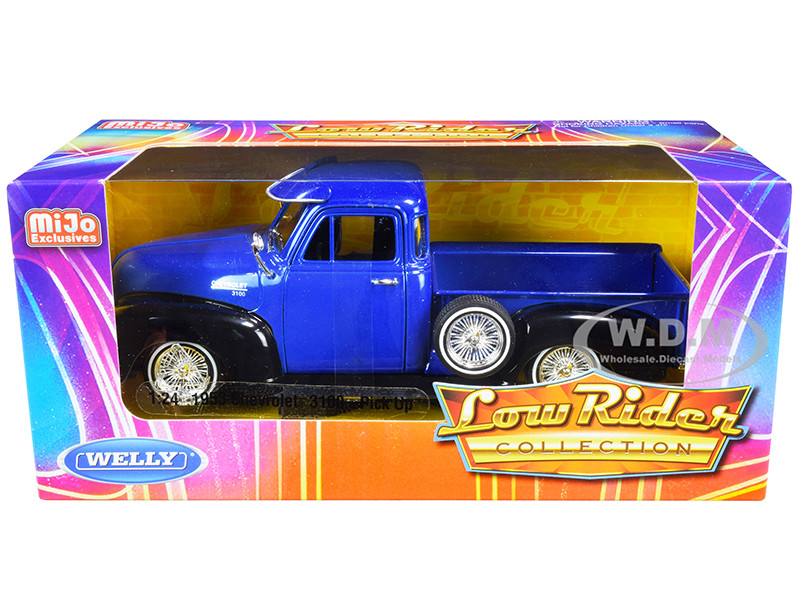 1953 Chevrolet 3100 Pickup Truck Blue and Black "Low Rider Collection" 1/24 Diecast Model Car by Welly diecast model