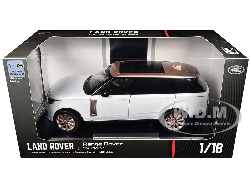 2022 Land Rover Range Rover SV White Metallic with Rose Gold Top and Moonroof 1/18 Diecast Model Car by Heimanba diecast model