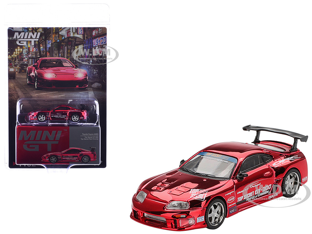 Toyota Supra (A80) Top Secret GT-300 RHD (Right Hand Drive) Red Chrome Limited Edition 1/64 Diecast Model Car by Mini GT diecast model