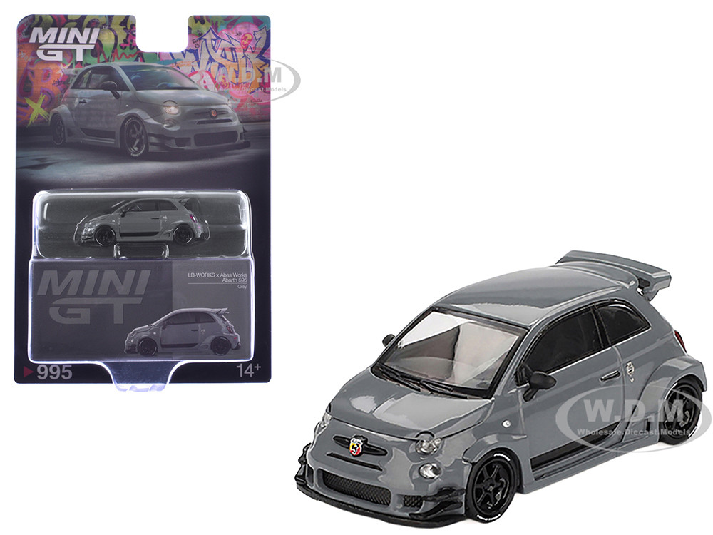 ABARTH 595 #49 "LB-Works x Abas Works" Gray Limited Edition 1/64 Diecast Model Car by Mini GT diecast model