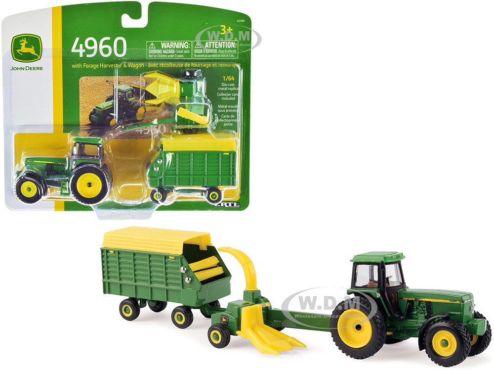 John Deere 4960 Tractor with Forage Harvester and Wagon 1/64 Diecast Models by ERTL TOMY diecast model