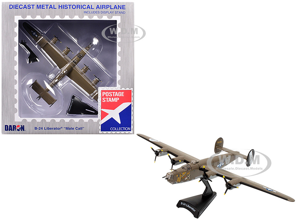 Consolidated B-24 Liberator Bomber Aircraft "Male Call, 707th Bomb Squadron, 446th Bomb Group" United States Army Air Forces 1/163 Diecast Model Airplane by Postage Stamp diecast model