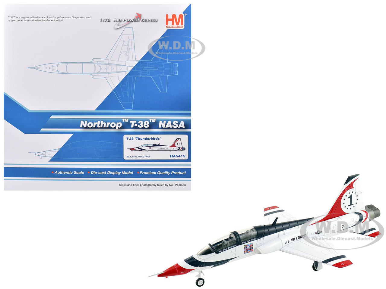 Northrop T-38 NASA Aircraft "#1, Thunderbirds" (1970s) United States Air Force "Air Power Series" 1/72 Diecast Model by Hobby Master diecast model