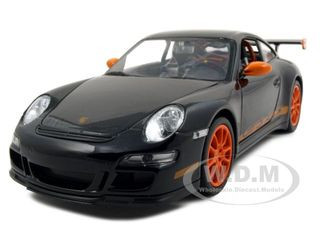 Porsche 911 (997) GT3 RS Black with Orange Accents 1/24-1/27 Diecast Model Car by Welly diecast model