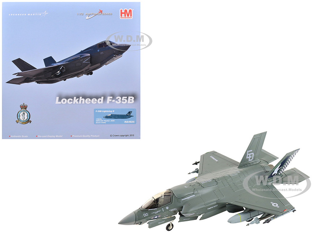 Lockheed Martin F-35B Lightning II Aircraft (Beast Mode) "170533, VMFA-533 Hawks" (2025) United States Marine Corps "Air Power Series" 1/72 Diecast Model by Hobby Master diecast model