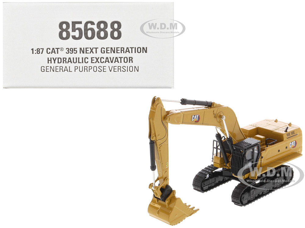 CAT Caterpillar 395 Next-Generation Hydraulic Excavator (General Purpose Version) Yellow with Additional Tools "High Line Series" 1/87 (HO) Diecast Model by Diecast Masters diecast model
