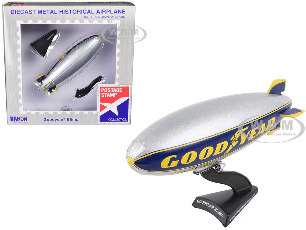 Goodyear Blimp Silver Metallic with Blue and Yellow Graphics "#1 in Tires" 1/350 Diecast Model Airplane by Postage Stamp diecast model