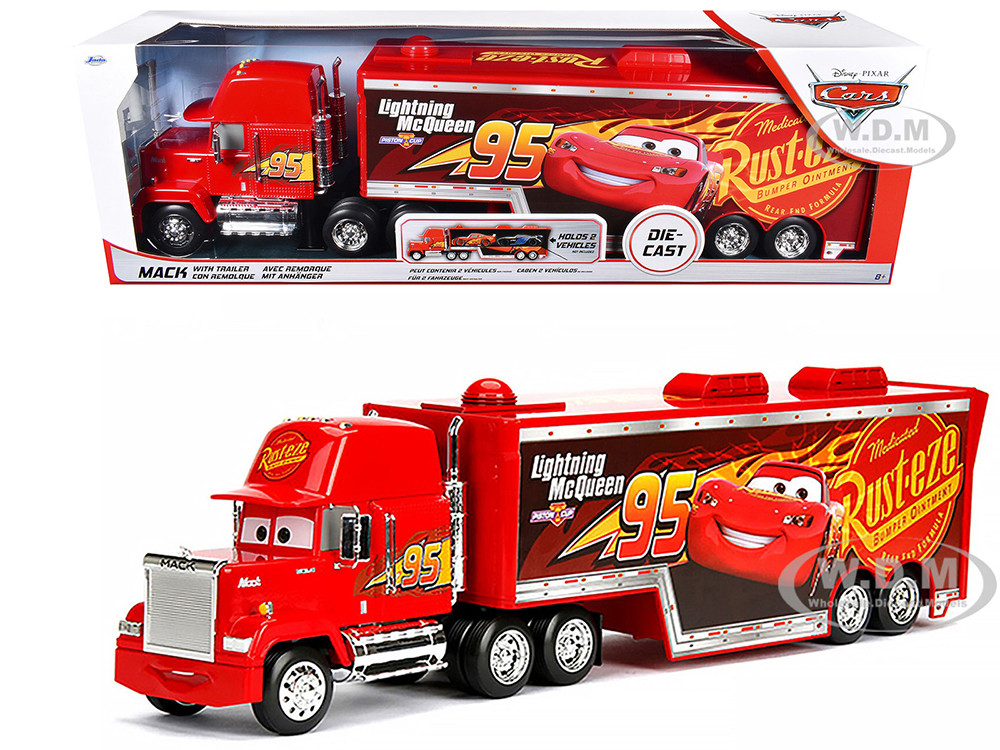 Mack Tractor Truck with Hauler Red "Disney & Pixar Cars" Movie "Hollywood Rides" Series Diecast Model Car by Jada diecast model