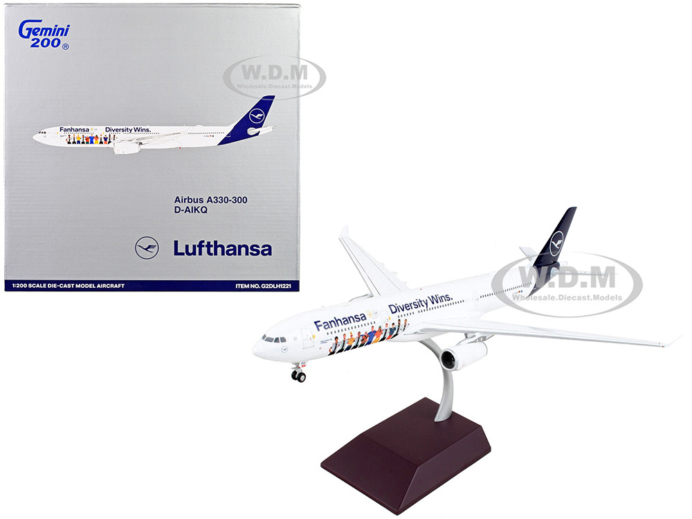 Airbus A330-300 Commercial Aircraft "Lufthansa - Diversity Wins" White with Blue Tail "Gemini 200" Series 1/200 Diecast Model Airplane by GeminiJets diecast model