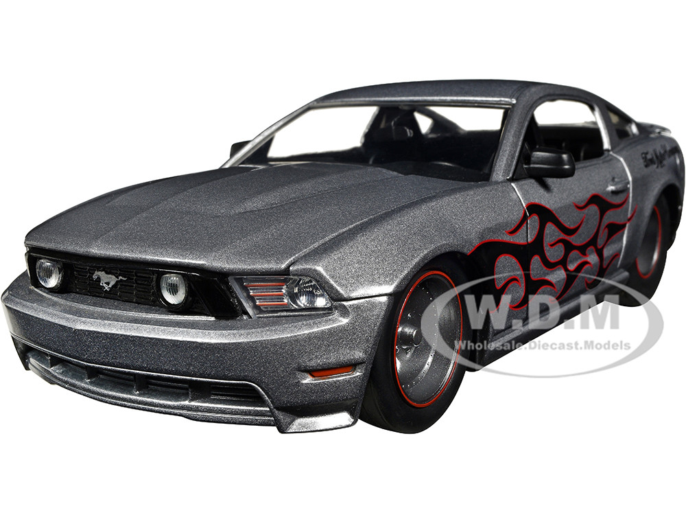 2010 Ford Mustang GT Gray Metallic with Flames "Ford Motor Company" "Bigtime Muscle" Series 1/24 Diecast Model Car by Jada diecast model