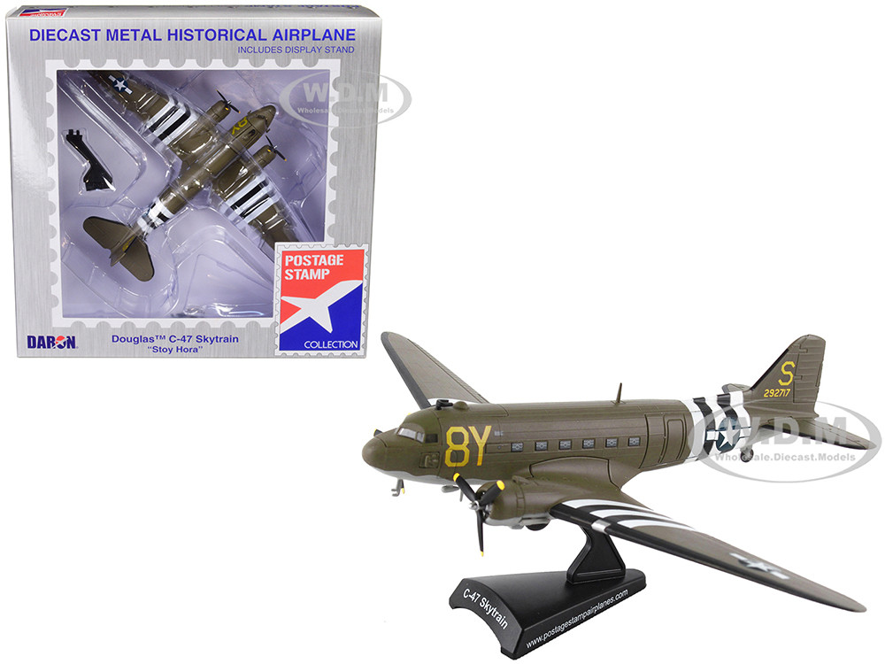 Douglas C-47 Skytrain Transport Aircraft "Stoy Hora, 440th Troop Carrier Group, D-Day" (1945) United States Army Air Forces 1/144 Diecast Model Airplane by Postage Stamp diecast model